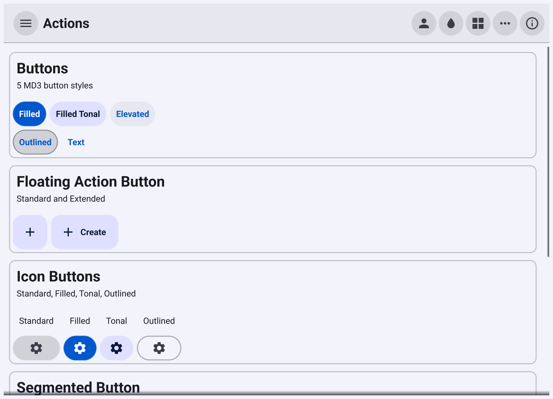 The Bellui gallery app showing Material Design 3 buttons