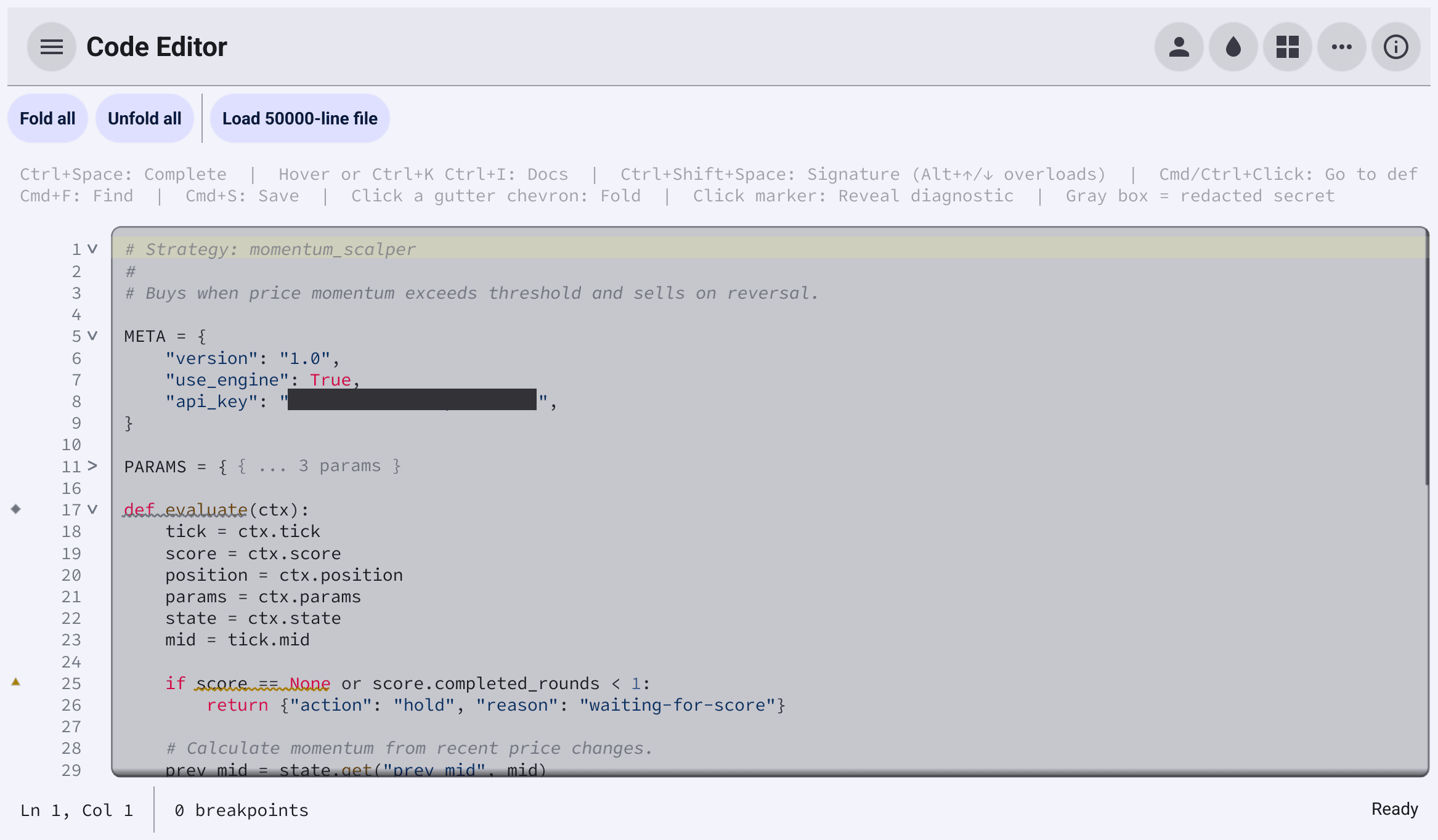Code editor